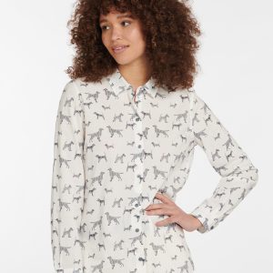 LSH1357WH72 Barbour Safari Shirt - Off White Country Print