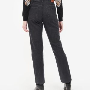 LTR0308BK11 Barbour Burne Mid-Rise Straight Jeans Black