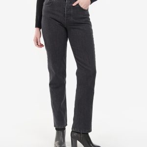 LTR0308BK11 Barbour Burne Mid-Rise Straight Jeans Black