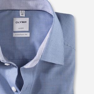 31906419 Olymp Comfort Fit Fine Gingham Shirt Navy