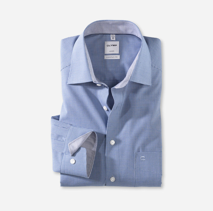 31906419 Olymp Comfort Fit Fine Gingham Shirt Navy 31906419 Olymp Comfort Fit Fine Gingham Shirt Navy
