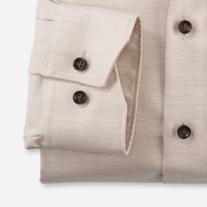 Olymp 10612422 Texture Cotton Shirt Beige