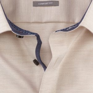 Olymp 10612422 Texture Cotton Shirt Beige