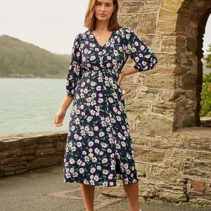 WSJ035_GRNBLKFLR Crew Lila Dress