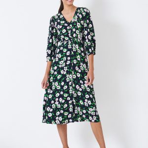 WSJ035_GRNBLKFLR Crew Lila Dress