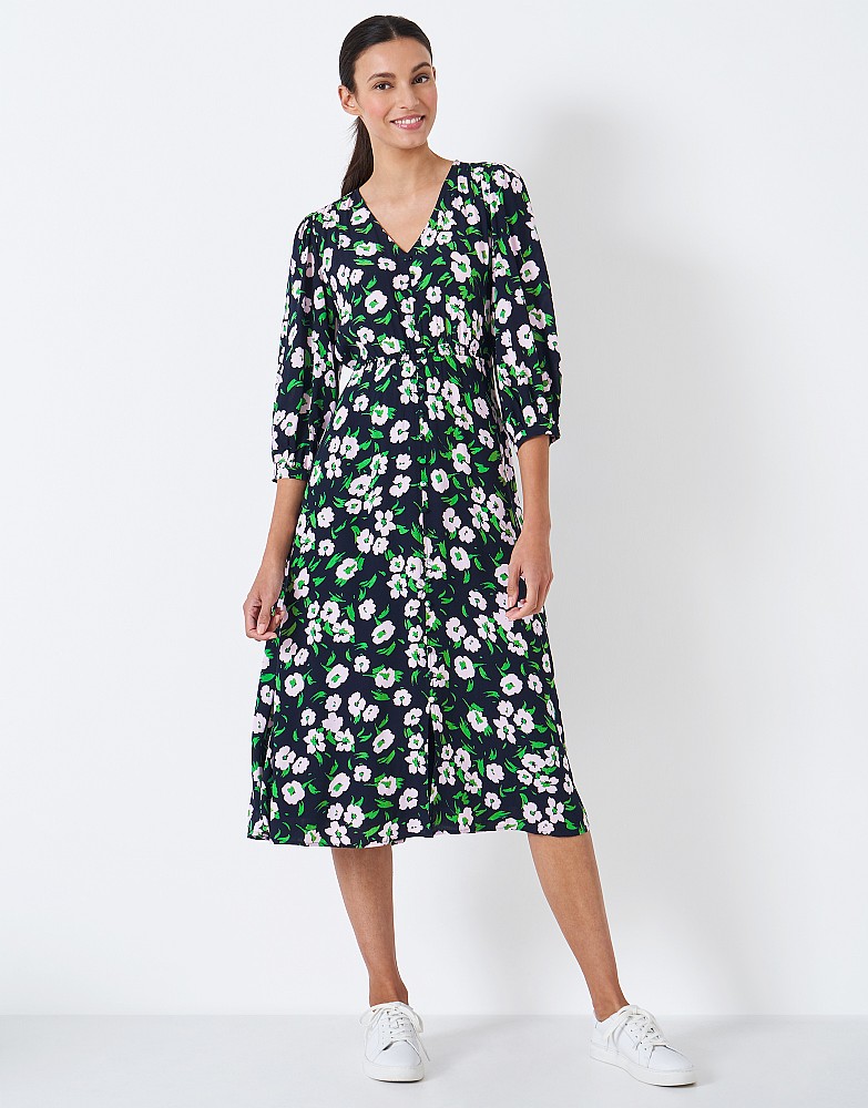 WSJ035_GRNBLKFLR Crew Lila Dress WSJ035_GRNBLKFLR Crew Lila Dress