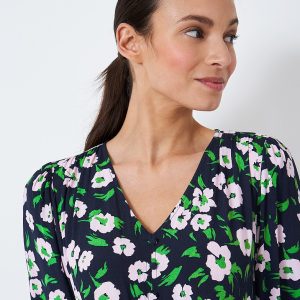 WSJ035_GRNBLKFLR Crew Lila Dress