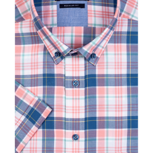 316313_31 Giordano Regular Fit Short Sleeve Soft Coral/Blue