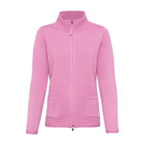 Olsen Eva Fit Ribbed Cardigan Pink