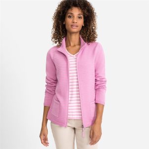 Olsen Eva Fit Ribbed Cardigan Pink