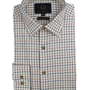 Viyella 80/20 Wool Cotton Plum & Blue Tattersall Check Classic Fit Shirt VY0110-216