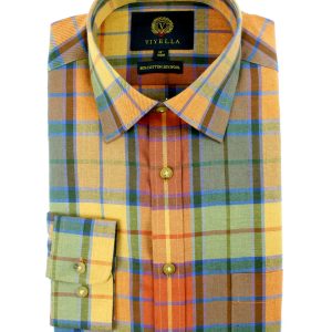 Viyella 80/20 Golden Autumn Plaid Classic Fit Shirt VY3136-1001