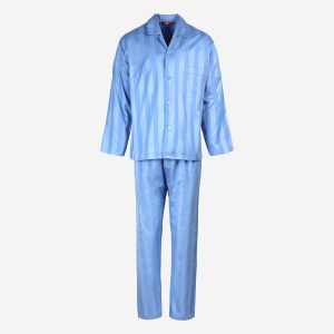 Somax SDW1 Elastic Waist Satin Stripe Pyjamas Blue
