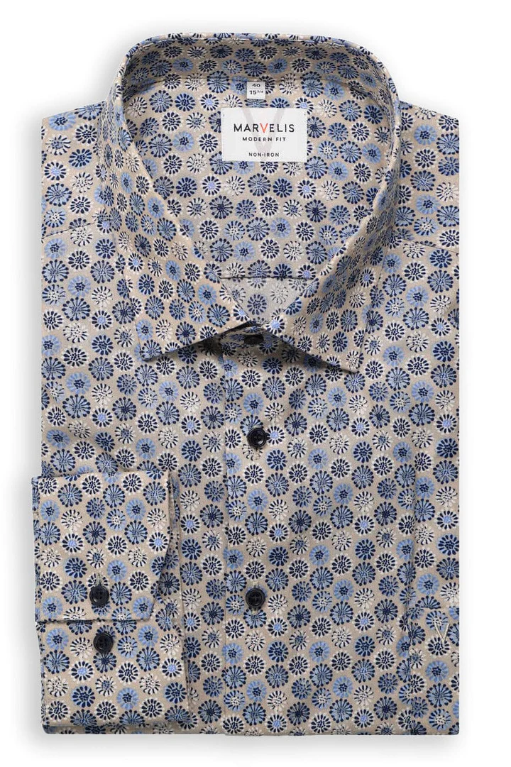 Marvelis Beige Print Shirt 7220/54/21 Marvelis Beige Print Shirt 7220/54/21