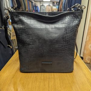 Gianni Conti Black Croc Effect Leather Handbag 9493028