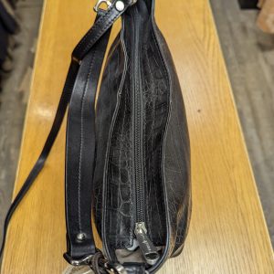 Gianni Conti Black Croc Effect Leather Handbag 9493028