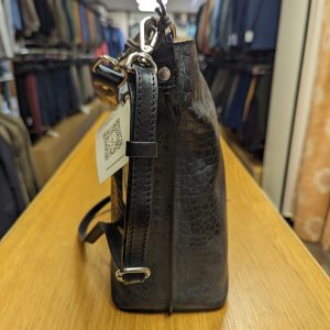 Gianni Conti Black Croc Effect Leather Handbag 9493028
