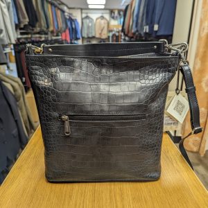 Gianni Conti Black Croc Effect Leather Handbag 9493028