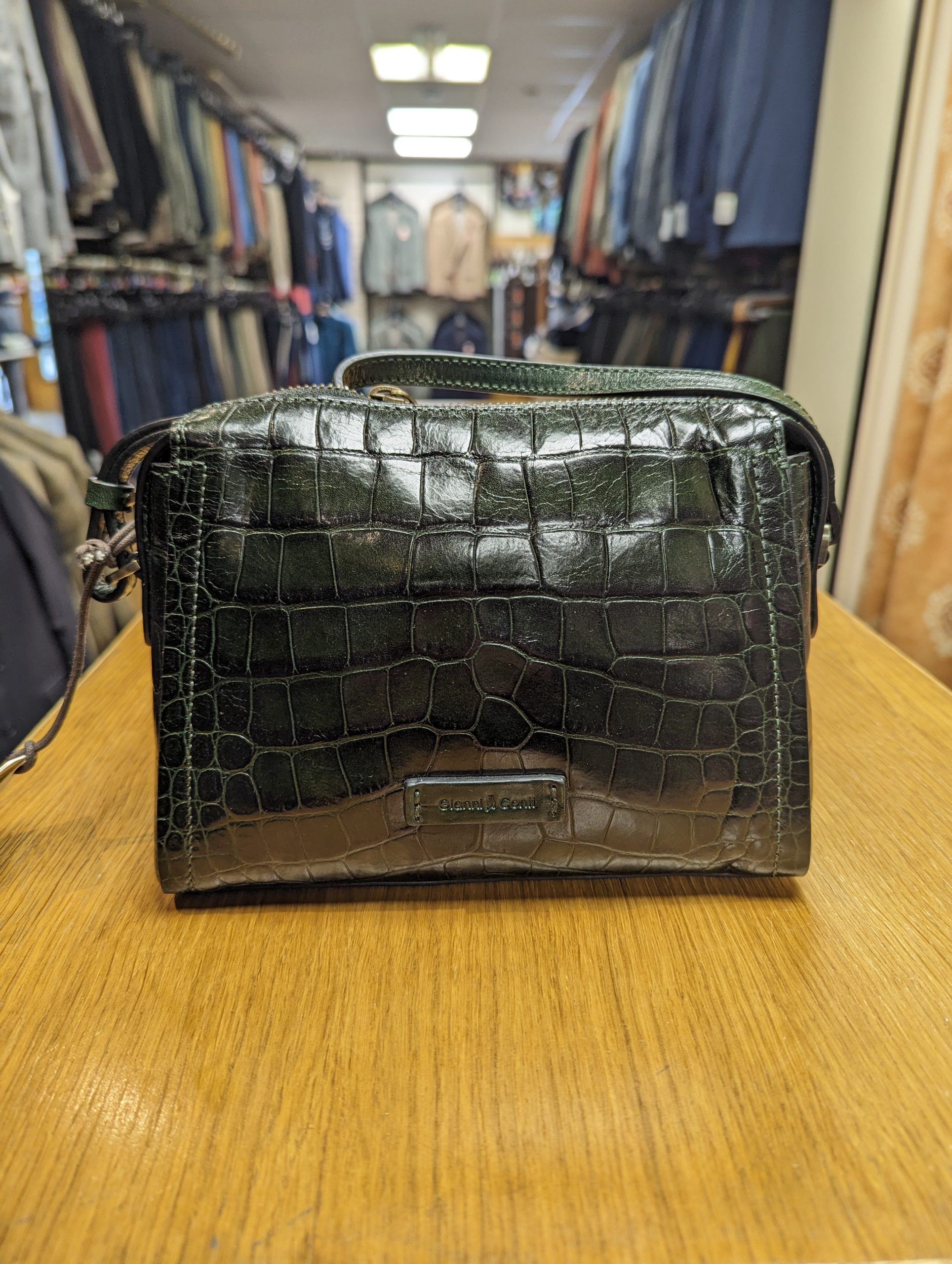 Gianni Conti Green Leather Croc Skin Effect Bag 9493312 Gianni Conti Green Leather Croc Skin Effect Bag 9493312