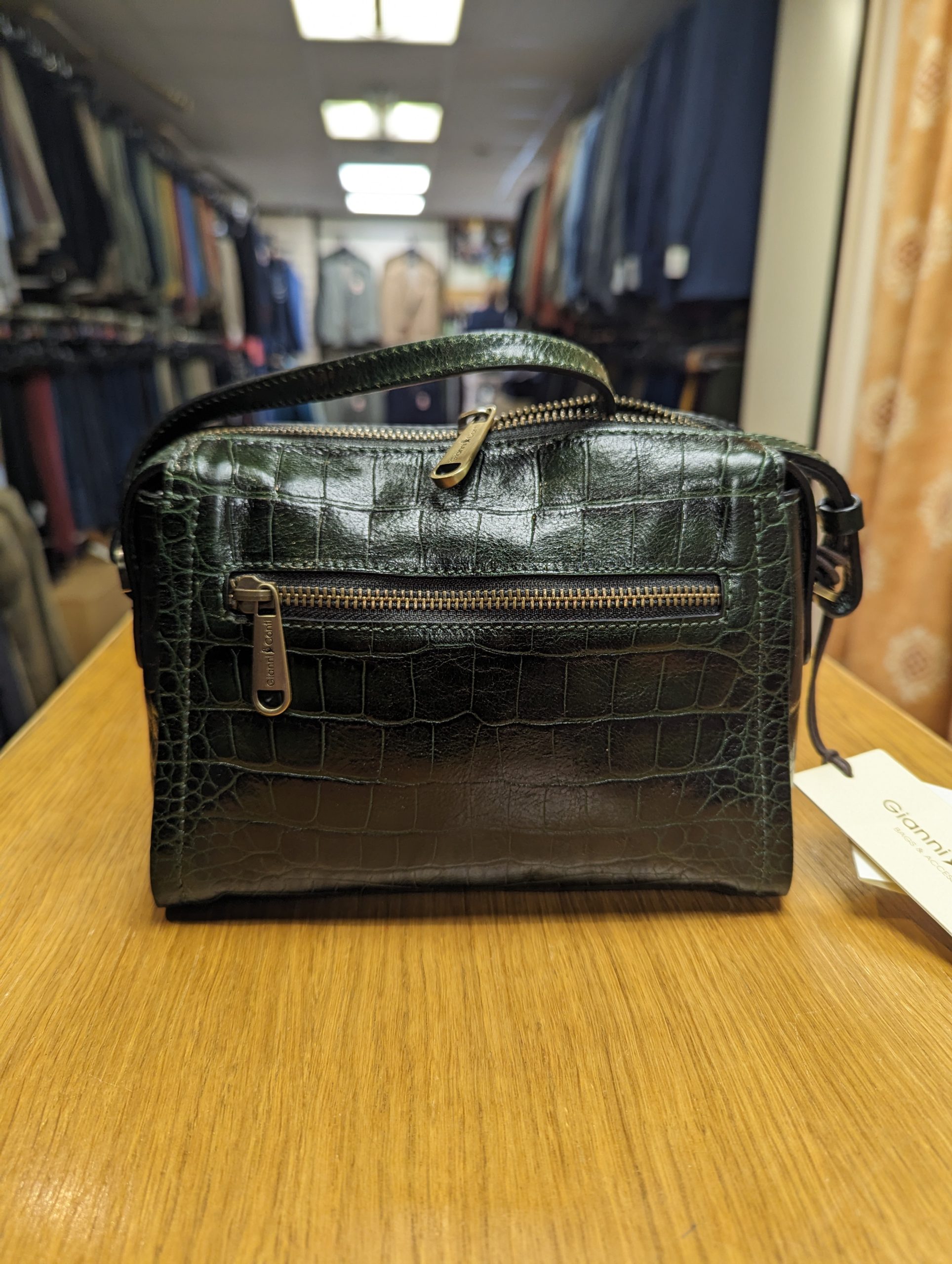 Gianni Conti Green Leather Croc Skin Effect Bag 9493312 Gianni Conti Green Leather Croc Skin Effect Bag 9493312