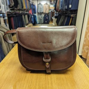Gianni Conti Brown Leather Flap Over Shoulder Bag 9403058
