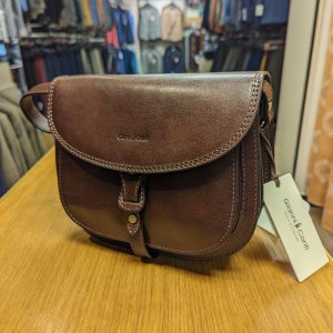 Gianni Conti Brown Leather Flap Over Shoulder Bag 9403058