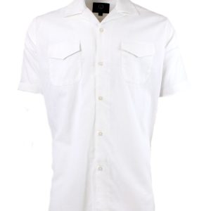 Viyella White Linen Short Sleeve Shirt VY1630H-001