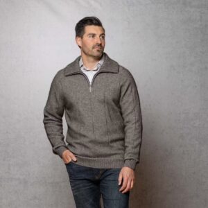 Noble Wilde Possum-Merino Quarter Zip Pullover - Pumice - NW1003