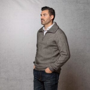 Noble Wilde Possum-Merino Quarter Zip Pullover - Pumice - NW1003