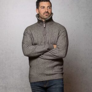 Noble Wilde Possum-Merino Quarter Zip Pullover - Pumice - NW1003