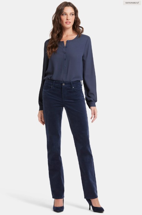 NYDJ Fine Needlecord Marilyn Straight Trousers - Starless Sky NYDJ Fine Needlecord Marilyn Straight Trousers - Starless Sky