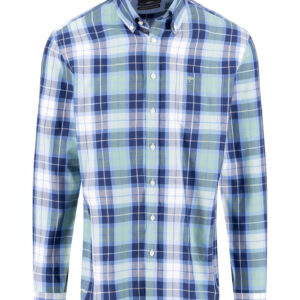 Fynch Hatton Cotton Twill Check Shirt - Fern - 15085460/734