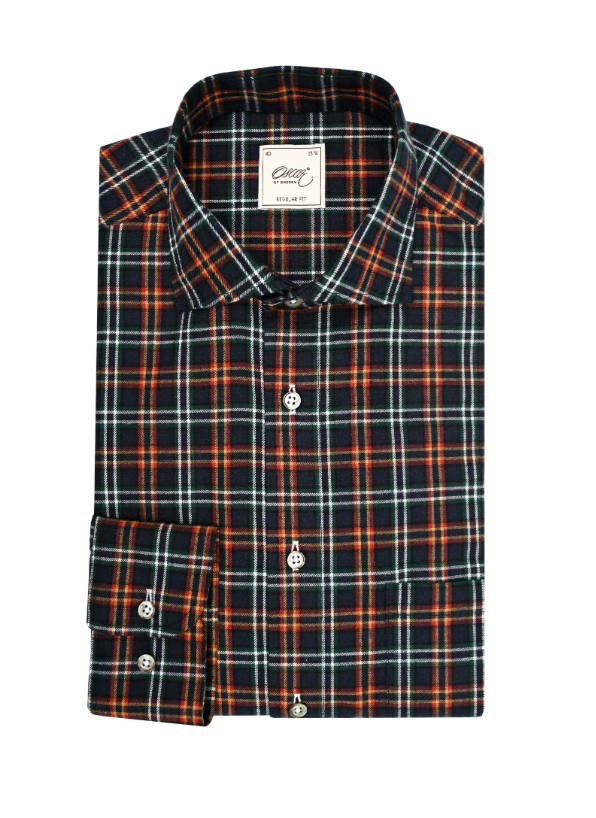 Oscar Blue Checked Luxury Feel Flannel Shirt - 6635-05-RN-218 Oscar Blue Checked Luxury Feel Flannel Shirt - 6635-05-RN-218