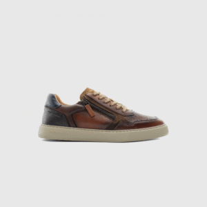 Ambitious Light Leather Trainer with Side Zip - 14118
