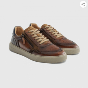 Ambitious Light Leather Trainer with Side Zip - 14118