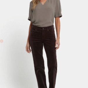 NYDJ Marilyn Straight Needlecord Trousers - Chocolate - MBCRMS2299
