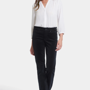 NYDJ Marilyn Straight Velvet Trousers - Black - MBCRMS2299-3-UK 4 