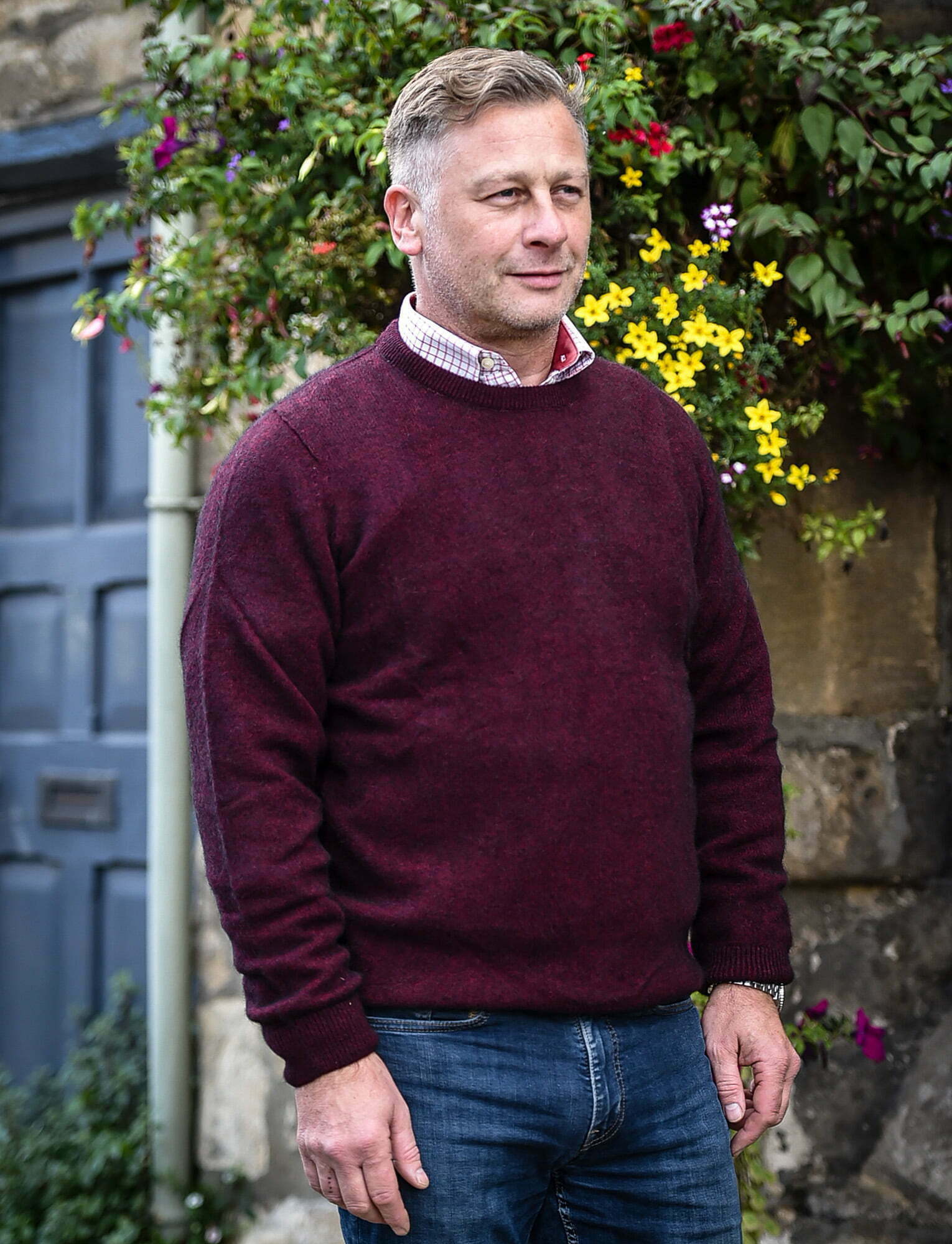 Noble Wilde Cambridge Crew Neck Jumper - Port Noble Wilde Cambridge Crew Neck Jumper - Port