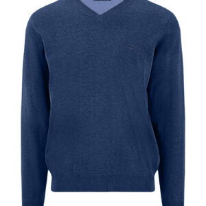 Fynch-Hatton Superfine Cotton V-Neck - Midnight - 1613211-672