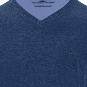 Fynch-Hatton Superfine Cotton V-Neck - Midnight - 1613211-672