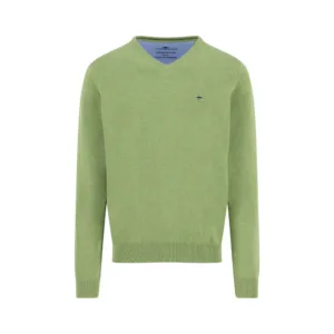 Fynch-Hatton Superfine Cotton V-Neck - Avocado - 1613211-740