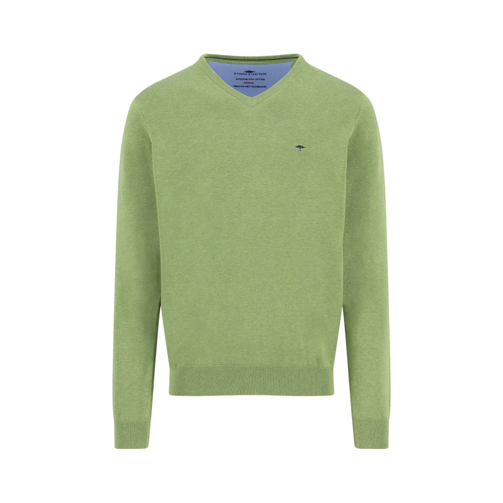 Fynch-Hatton Superfine Cotton V-Neck - Avocado - 1613211-740 Fynch-Hatton Superfine Cotton V-Neck - Avocado - 1613211-740