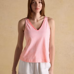 Delilah Pink Stripe V-Neck Jersey Vest
