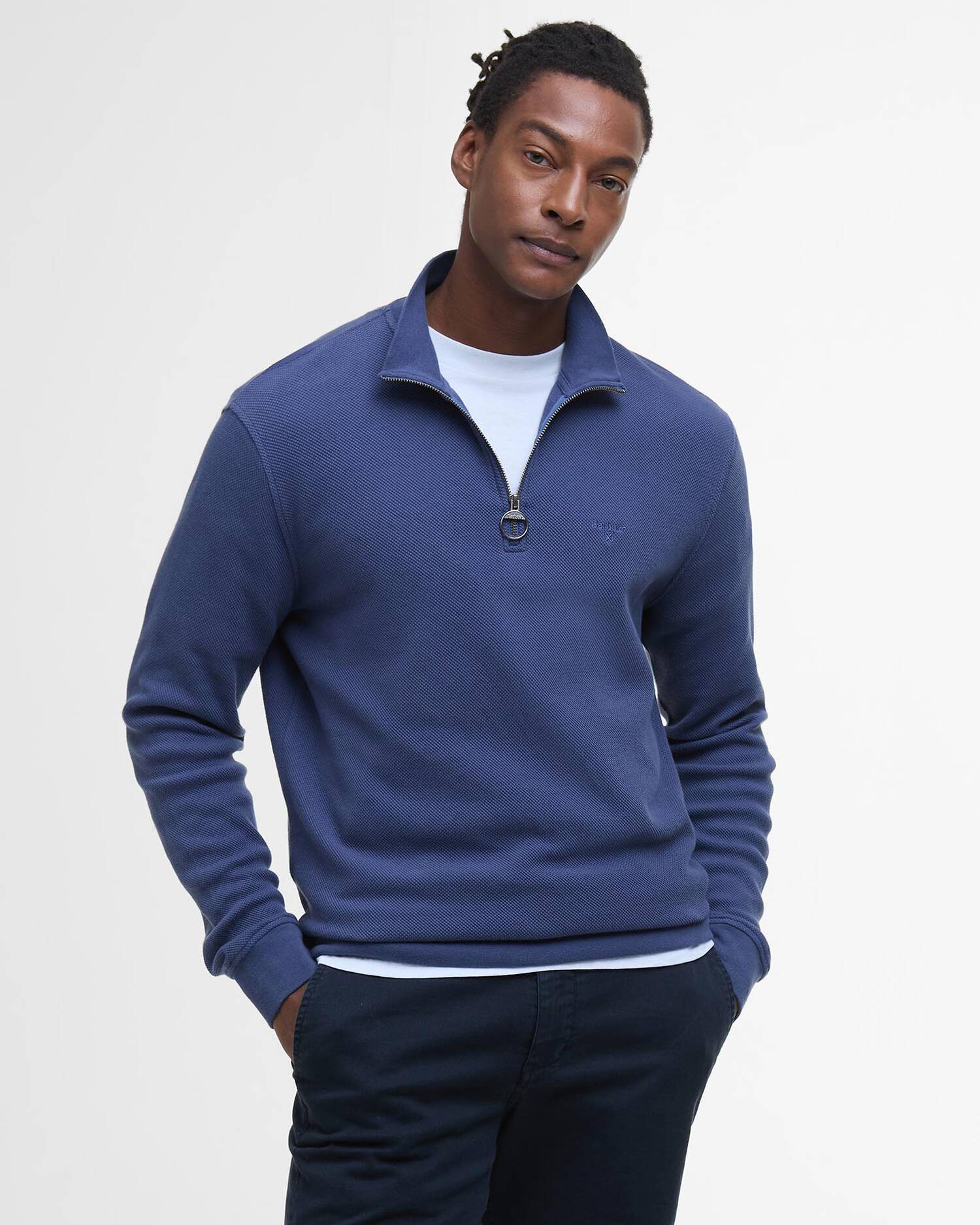 MOL0686BU74 Barbour Piqué Interlock 1/2 Zip Sweatshirt Oceana