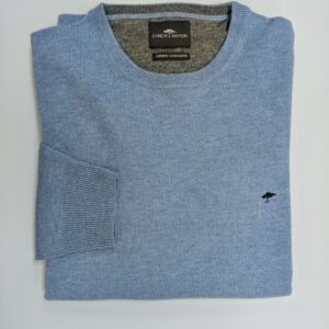 Fynch-Hatton Merino Cashmere Crew Neck Jumper - Sky Blue