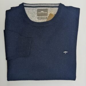 Fynch-Hatton Merino Cashmere Crew Neck Jumper - Navy