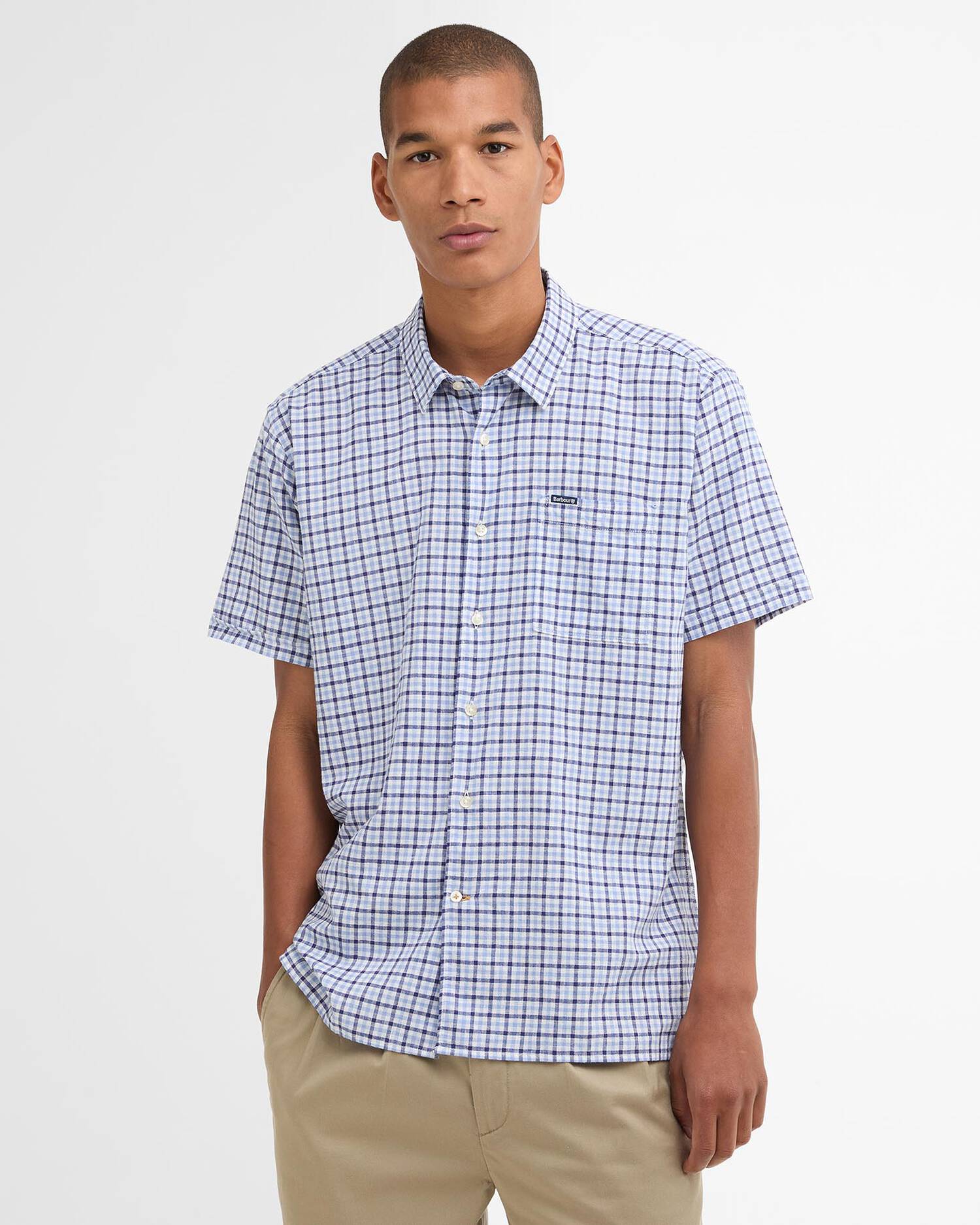 MSH5718BL33 Barbour Nelson Gingham Short Sleeve Blue