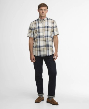 MSH5725BR57 Barbour Swinfell Checked Regular Fit Short Sleeve Shirt Russet