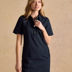 Joules Elizabeth Navy Short Sleeve Jacquard Dress - W70-254