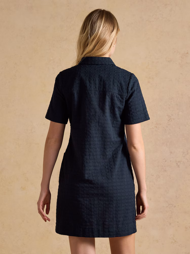 Joules Elizabeth Navy Short Sleeve Jacquard Dress – W70-254 Joules Elizabeth Navy Short Sleeve Jacquard Dress - W70-254